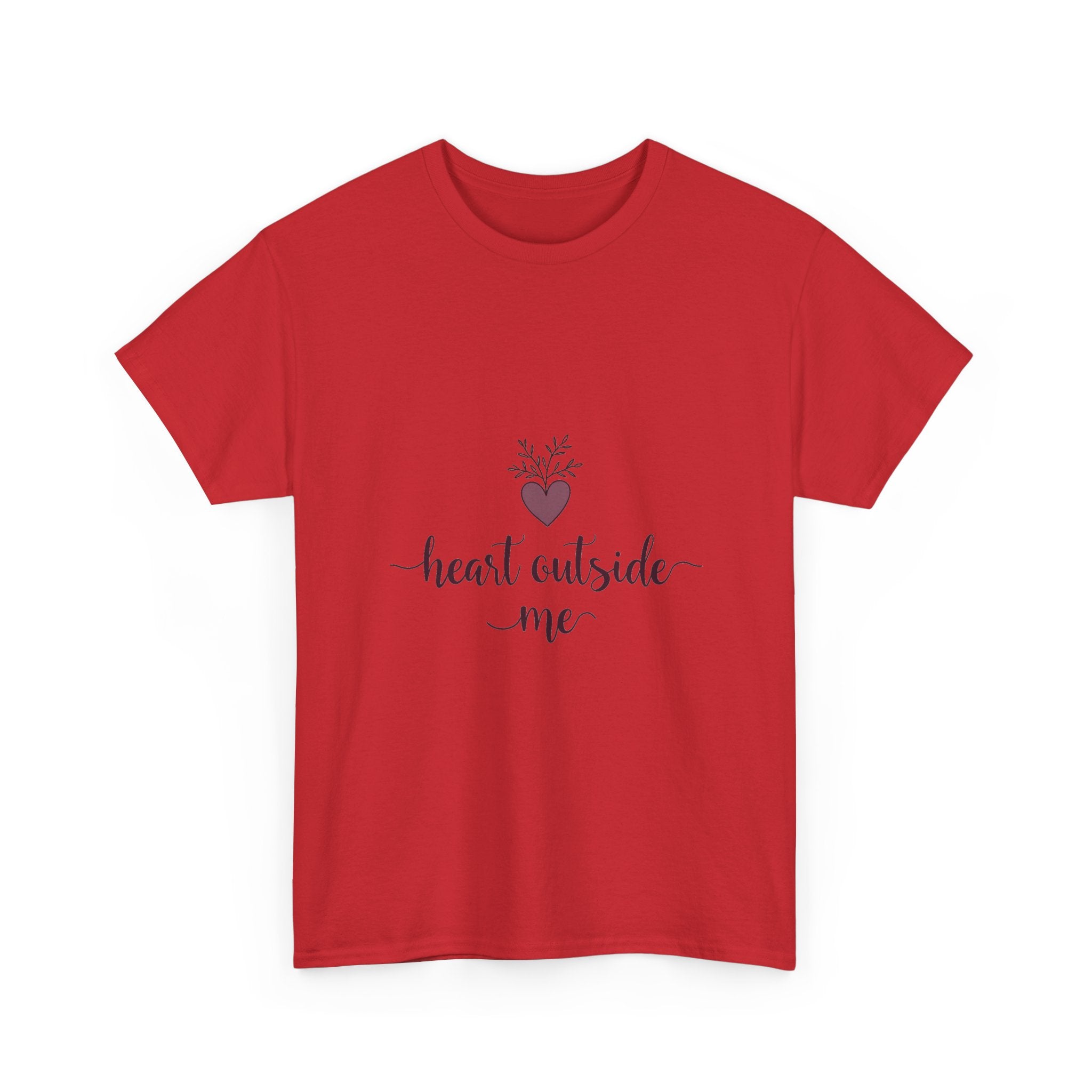 "Heart Outside Me" Floral Heart Script T-Shirt