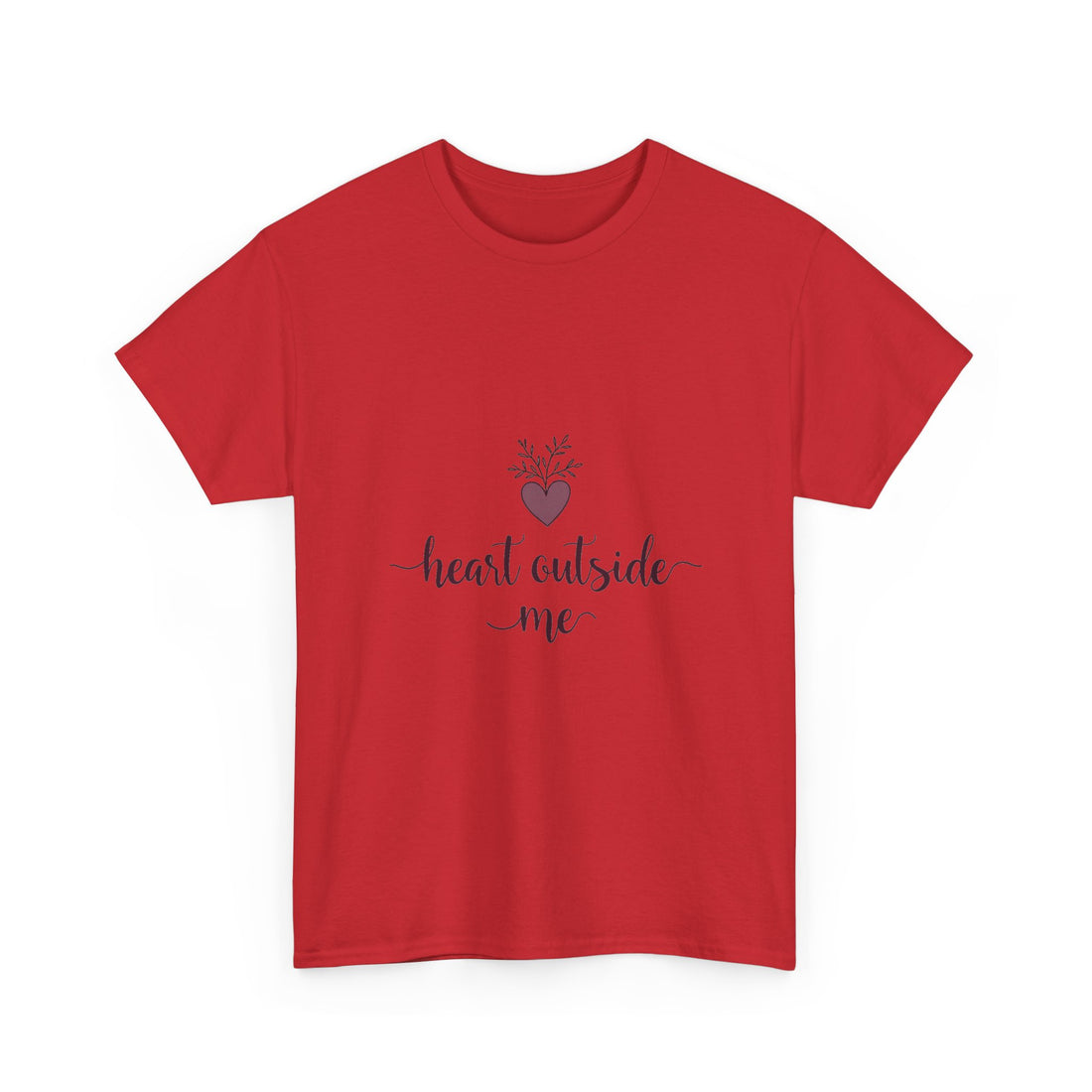 "Heart Outside Me" Floral Heart Script T-Shirt