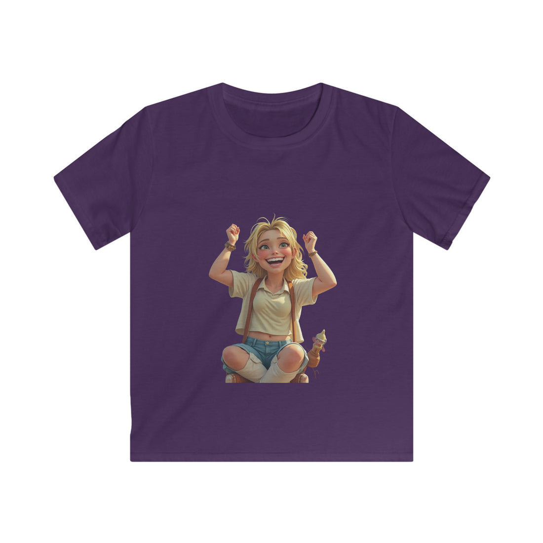 Smiling Girl Crown Illustration Cute Youth T‑Shirt