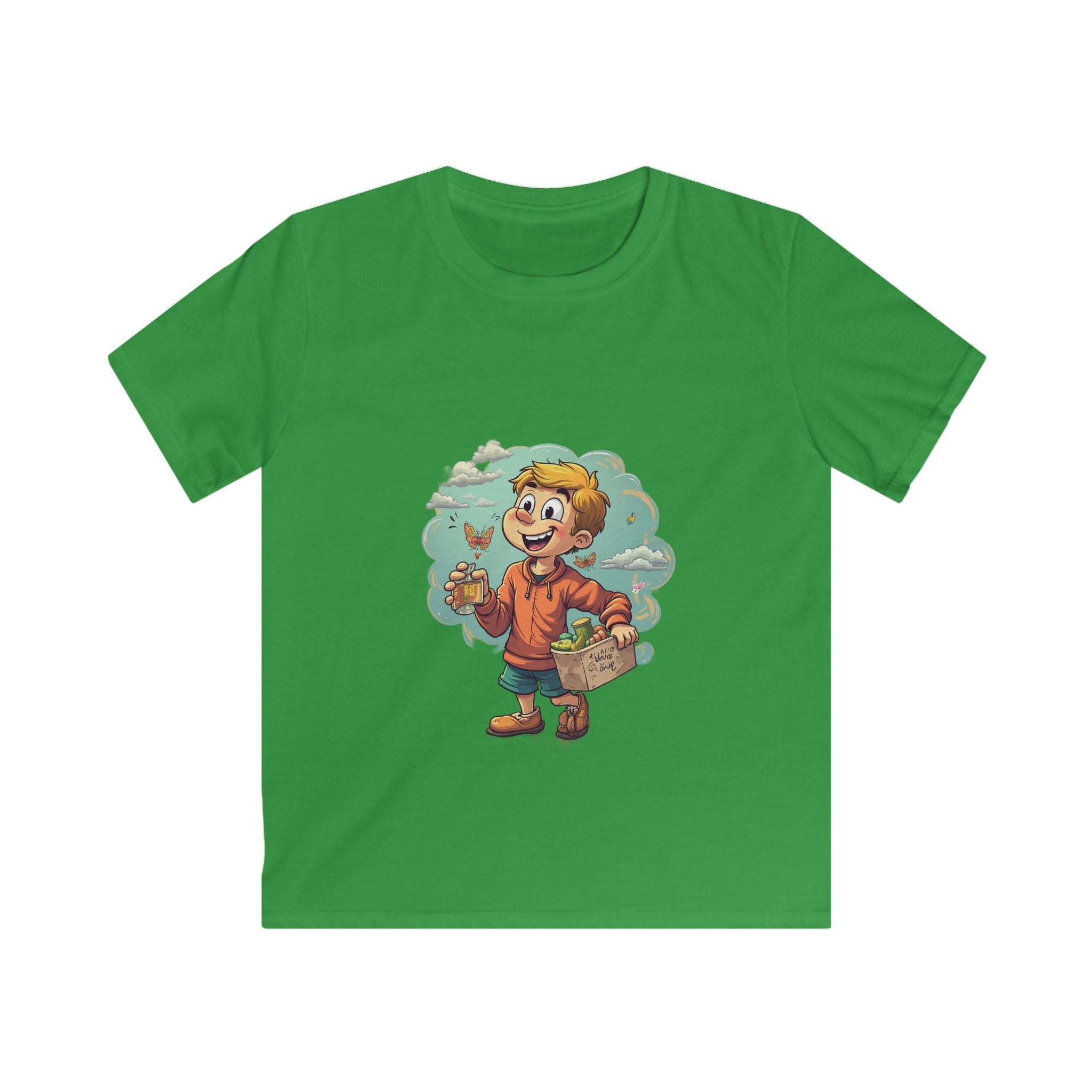 Happy Kid with Snacks Cartoon Graphic Shirt
