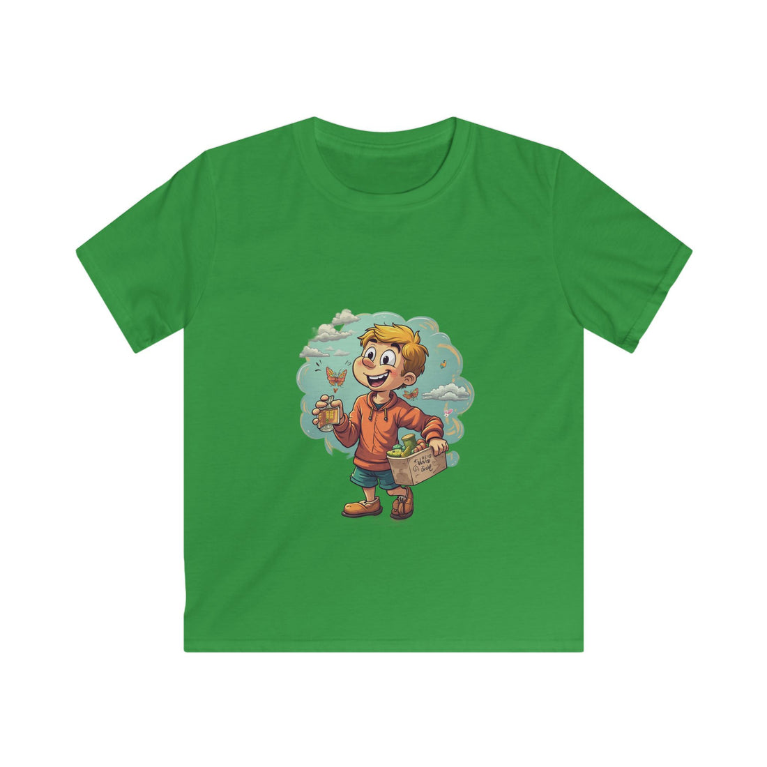 Happy Kid with Snacks Cartoon Graphic Shirt