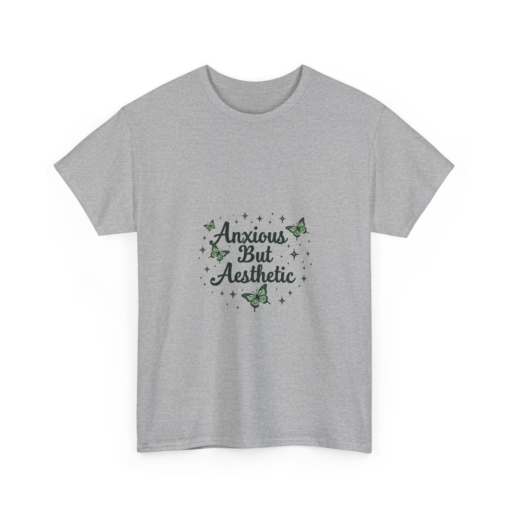 "Anxious But Aesthetic" Green Butterfly Graphic T-Shirt