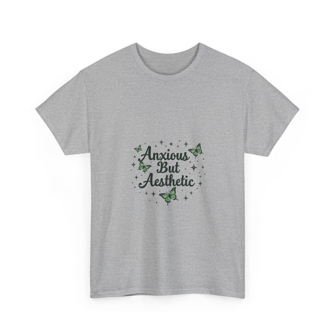 "Anxious But Aesthetic" Green Butterfly Graphic T-Shirt