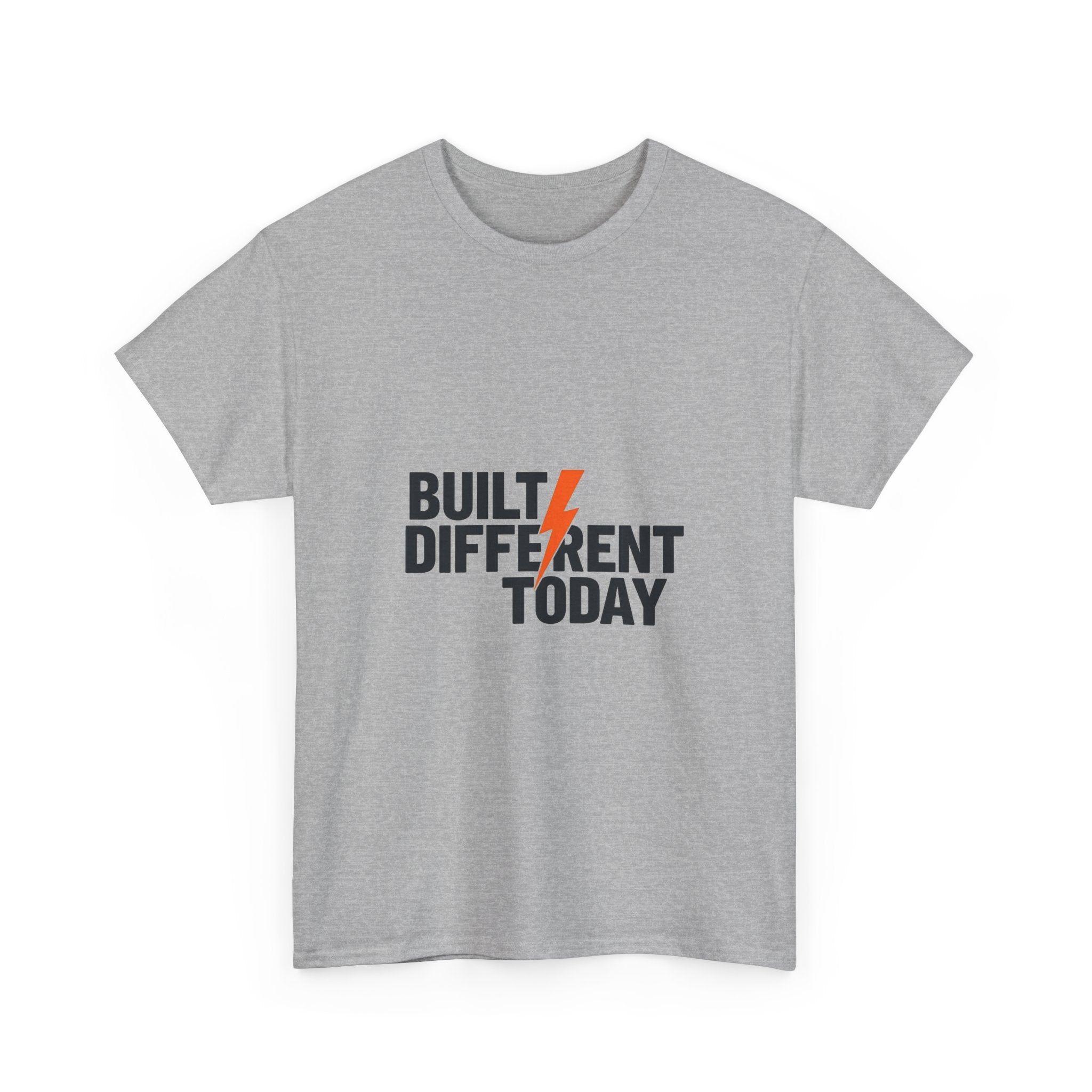 'Built Different Today' Motivational Graphic T‑Shirt with Lightning Bolt