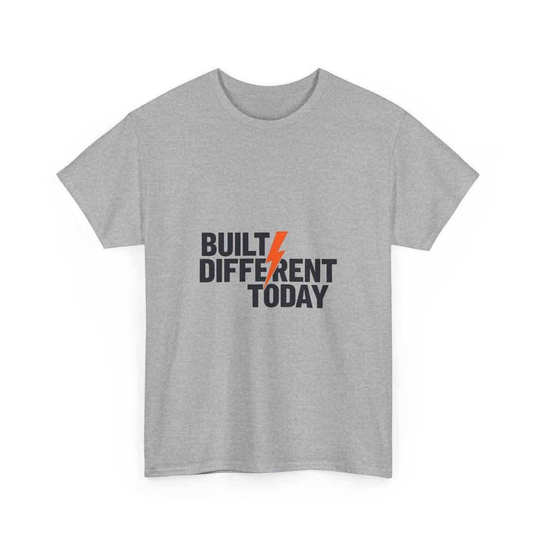 'Built Different Today' Motivational Graphic T‑Shirt with Lightning Bolt