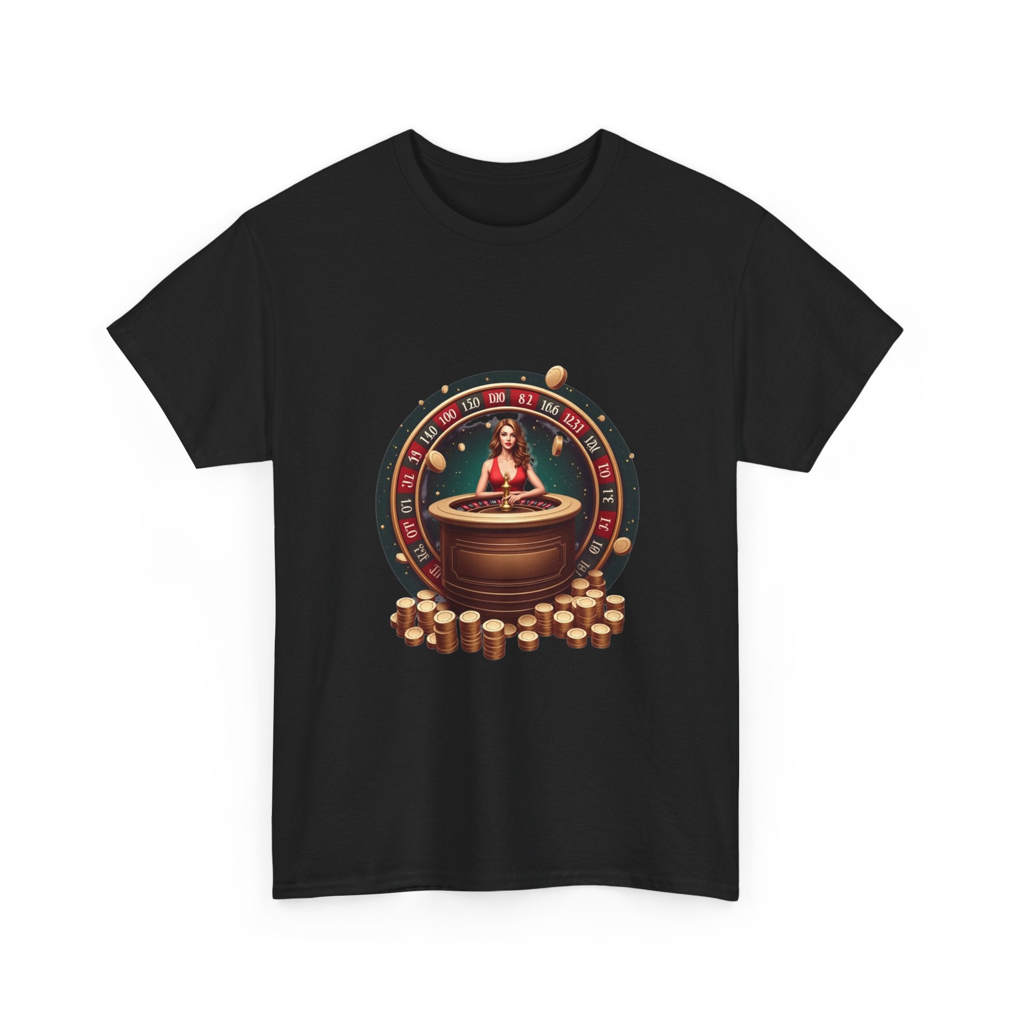 Roulette Goddess Casino Vintage Roulette Wheel & Casino Chips T-Shirt