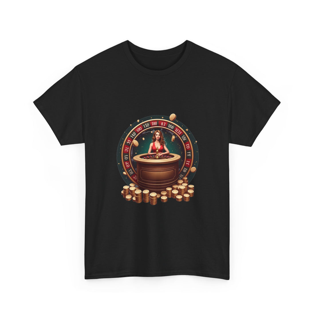 Roulette Goddess Casino Vintage Roulette Wheel & Casino Chips T-Shirt