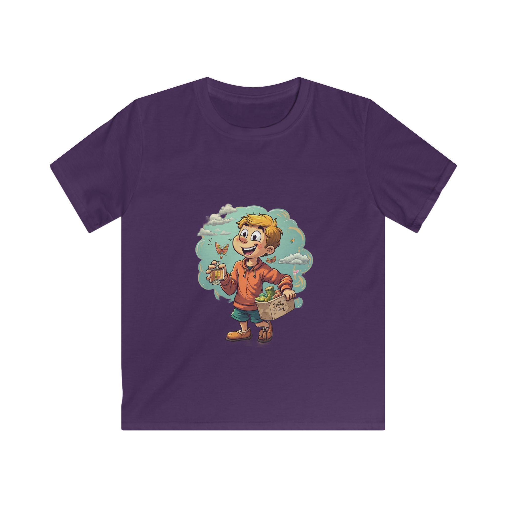 Happy Kid with Snacks Cartoon Graphic Shirt