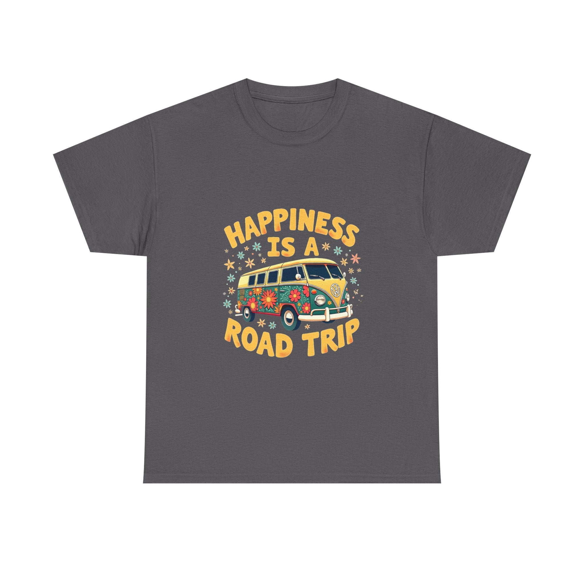 "Happiness Is A Road Trip" Retro VW Bus T-Shirt