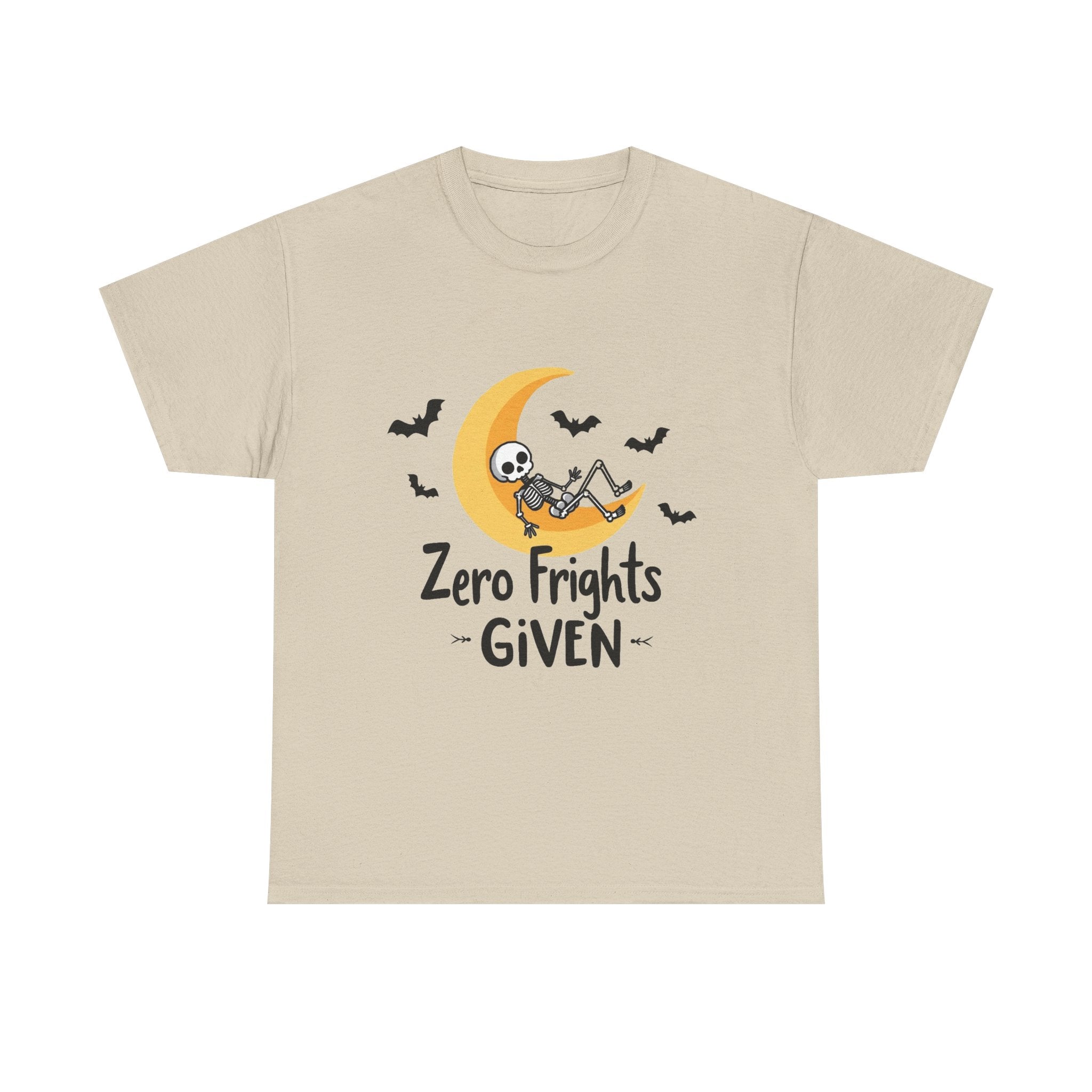 'Zero Frights Given' Cute Skeleton Moon Halloween T-shirt