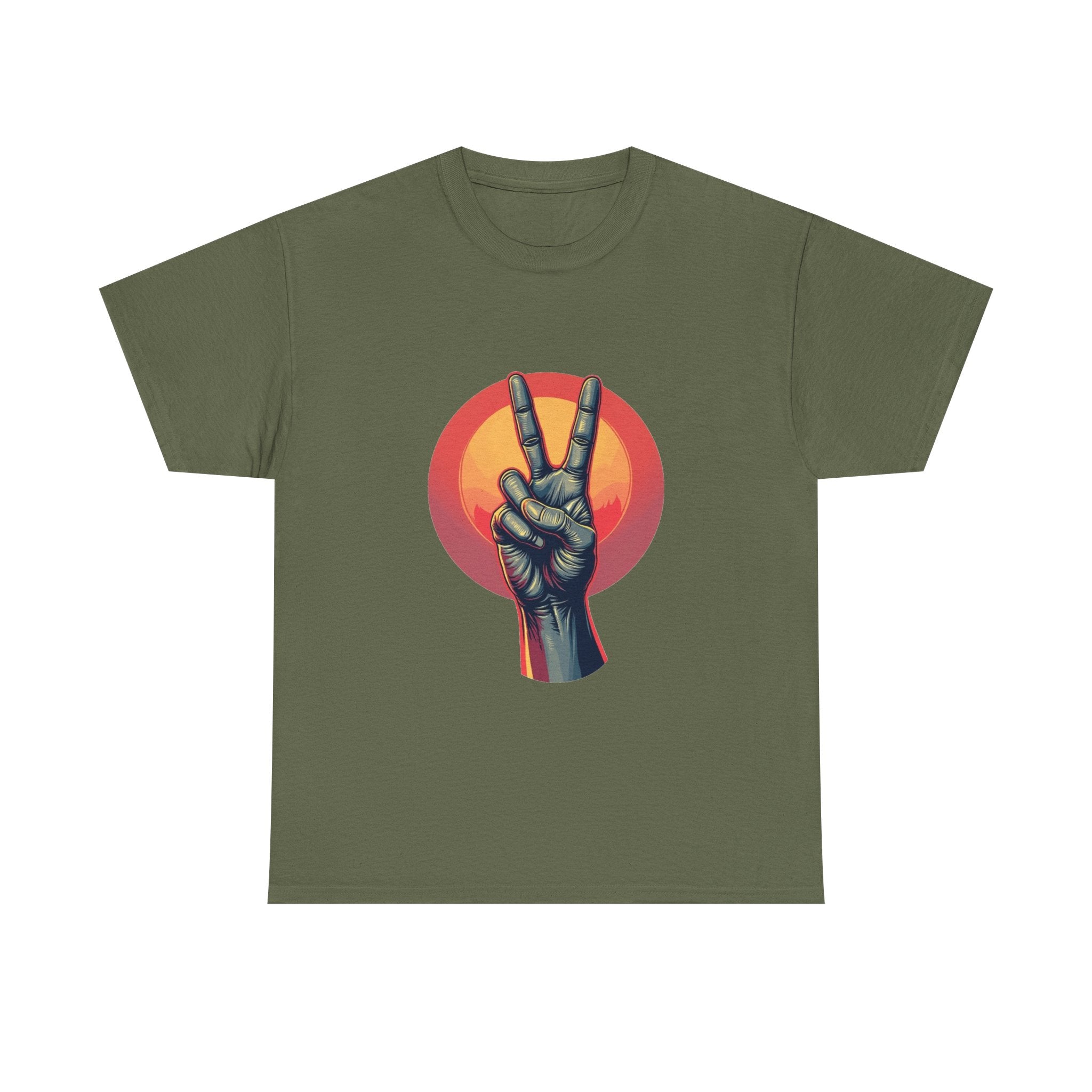 'Peace Sign' Graphic Retro Sunset Victory Hand T-Shirt