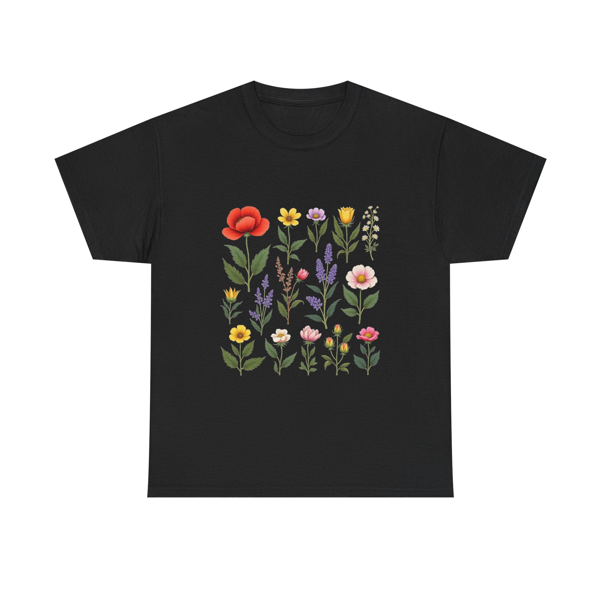Floral Garden Watercolor Wildflower Print T-Shirt