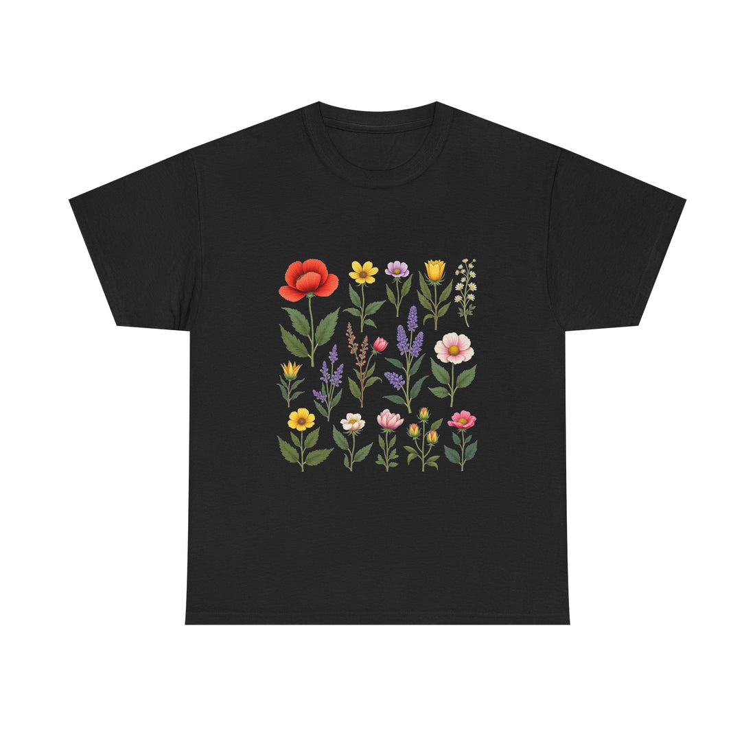Floral Garden Watercolor Wildflower Print T-Shirt