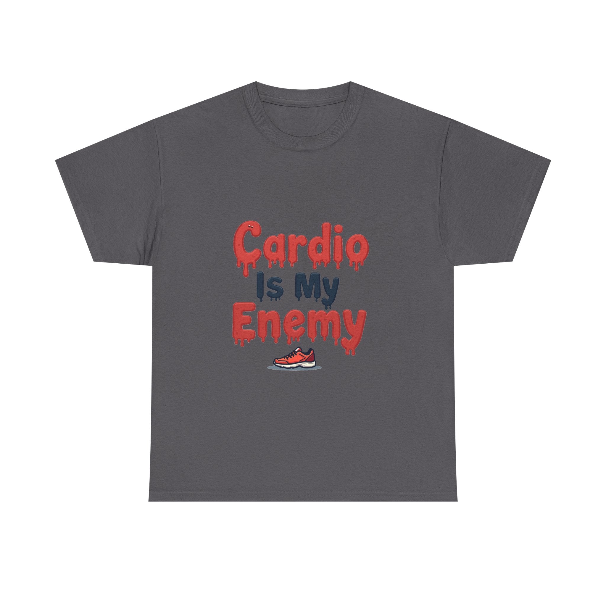 'Cardio Is My Enemy' Funny Gym Workout T-Shirt for Fitness Haters