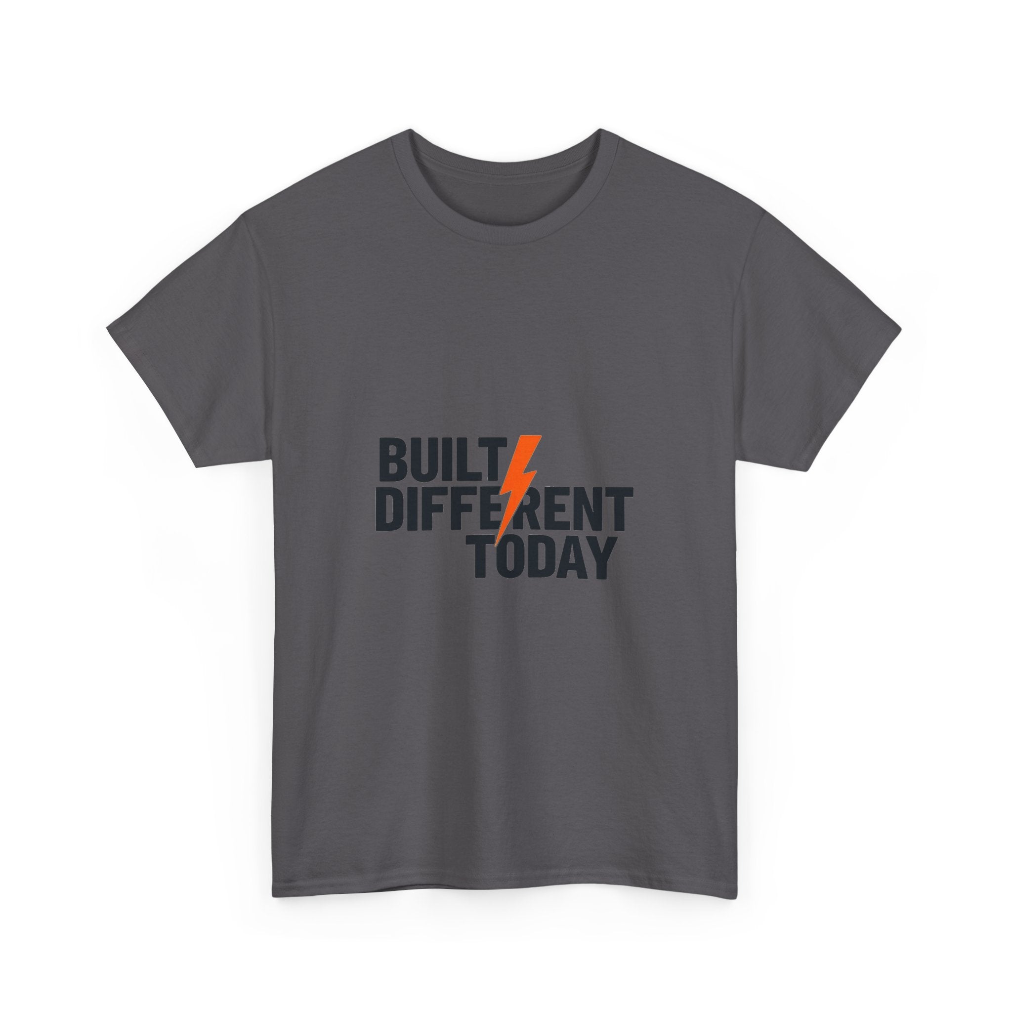 'Built Different Today' Motivational Graphic T‑Shirt with Lightning Bolt