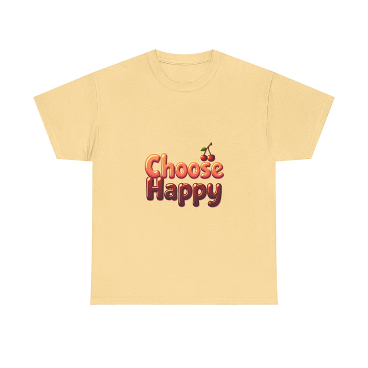 'Choose Happy' Retro Cherry Positive Vibe T-Shirt