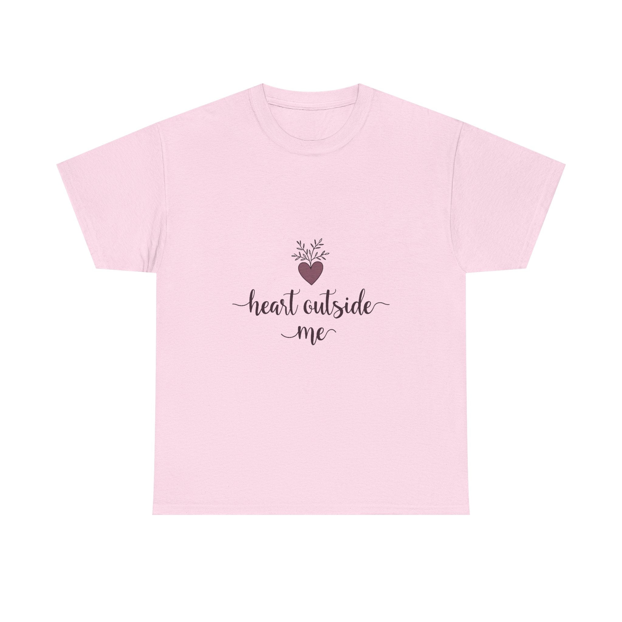 "Heart Outside Me" Floral Heart Script T-Shirt