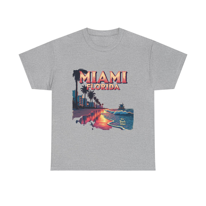 'Miami Florida' Sunset Retro Beachscape T-Shirt