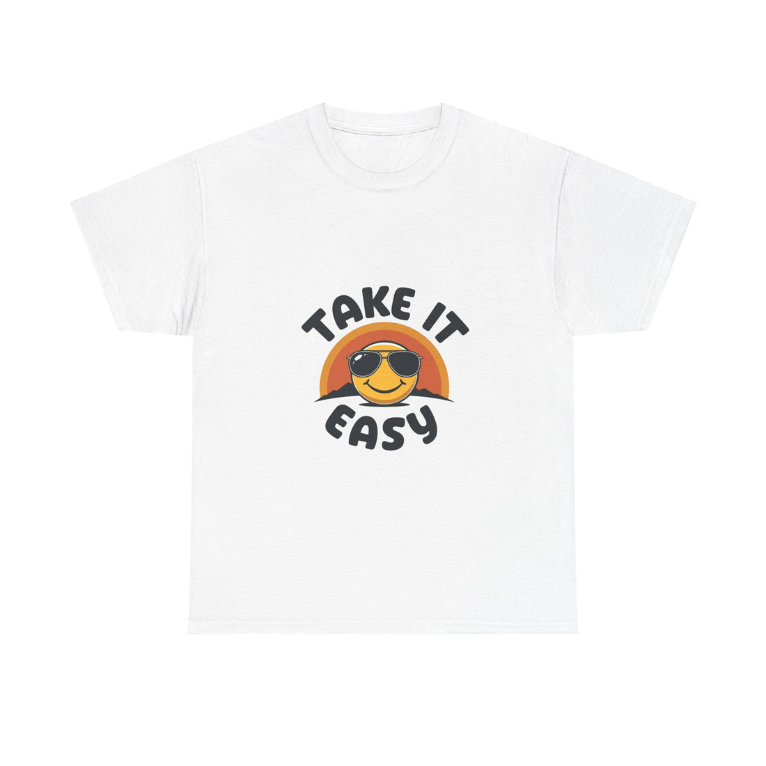 'Take It Easy'  Retro Smiley Sunglasses Graphic T-Shirt