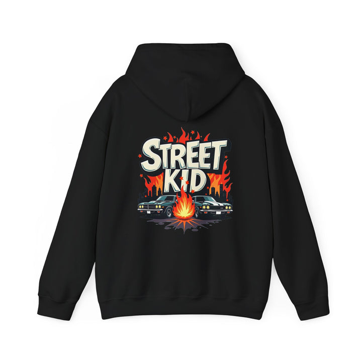 'Street Kid Hoodie' Retro Car & Flames Graphic Pullover