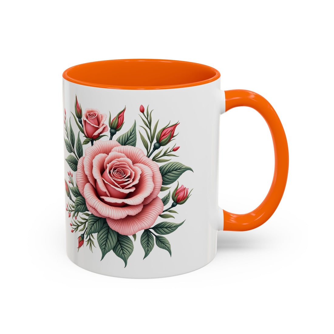 Pink Rose Accent Floral Ceramic Tea & Coffee Cup
