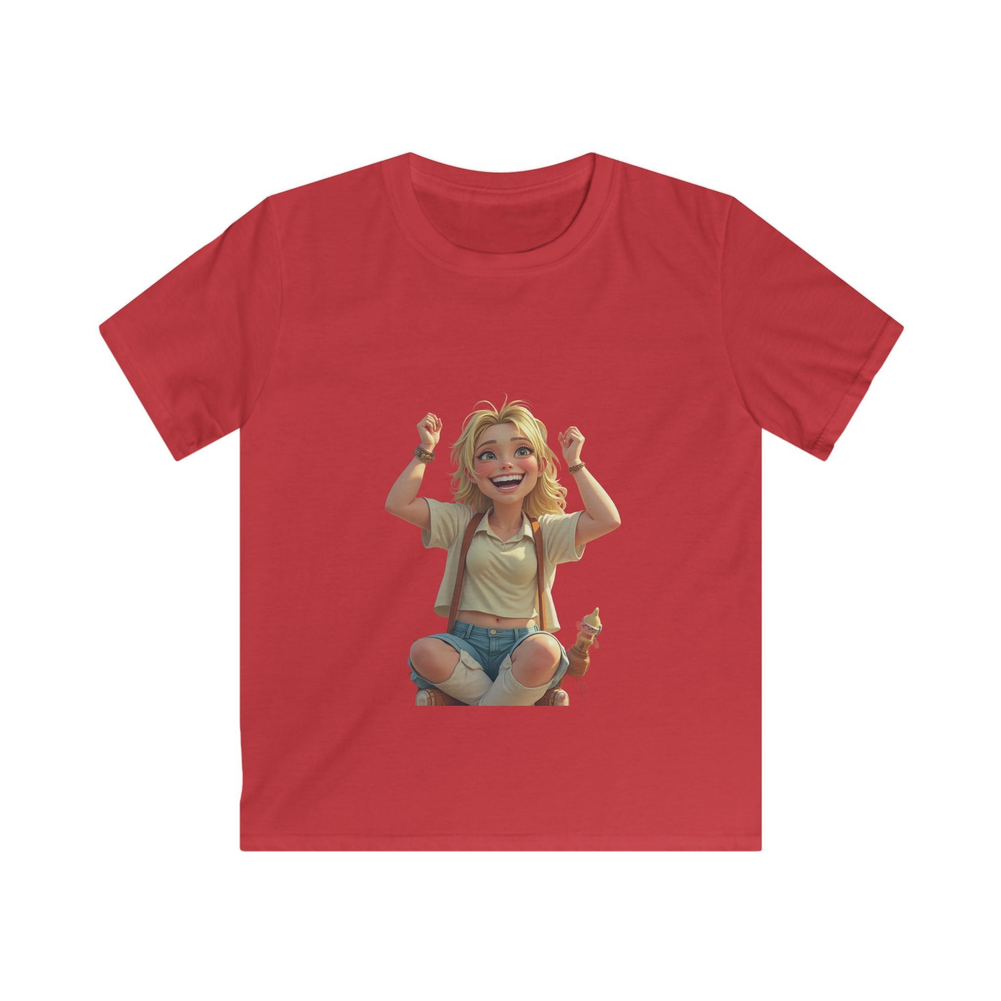 Smiling Girl Crown Illustration Cute Youth T‑Shirt