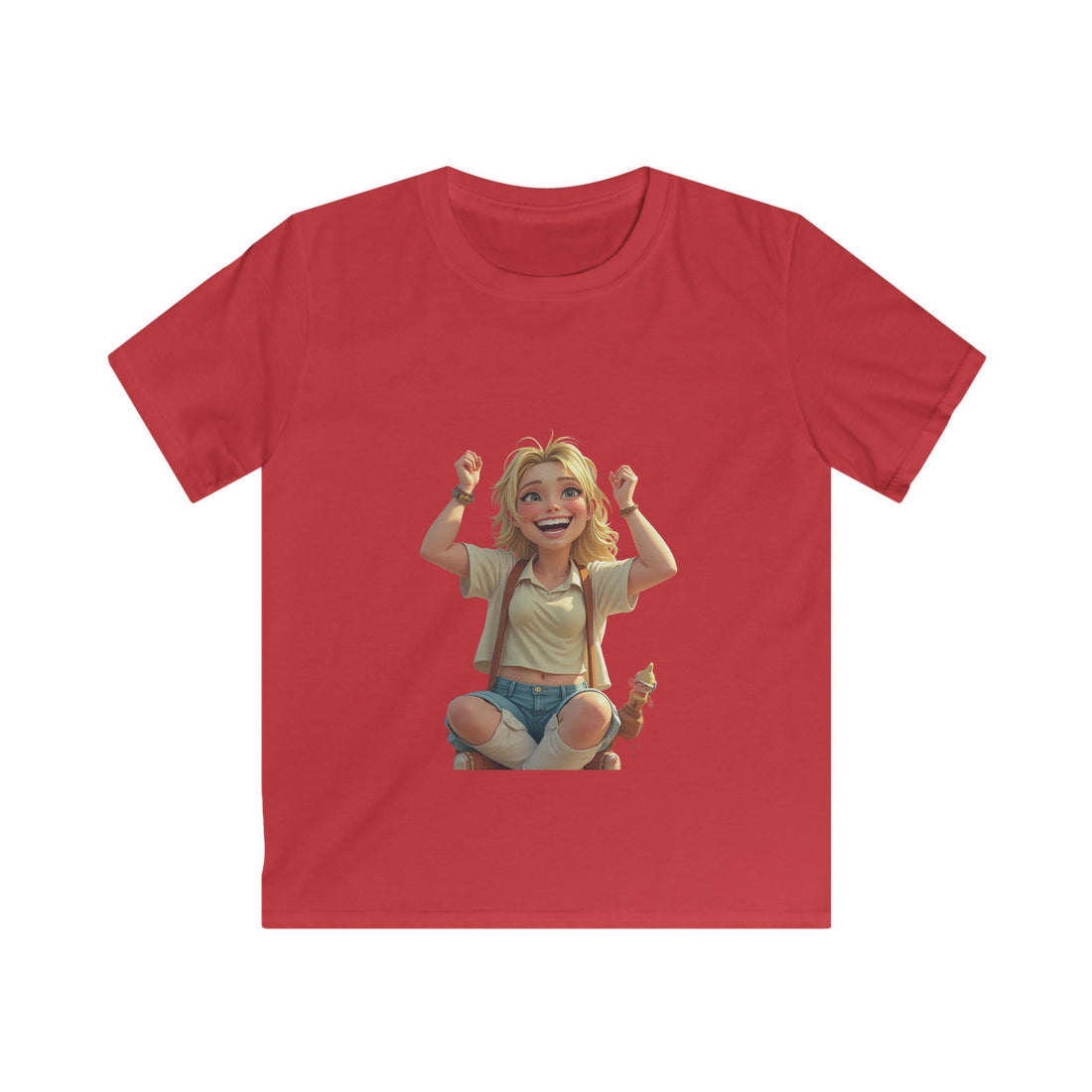 Smiling Girl Crown Illustration Cute Youth T‑Shirt