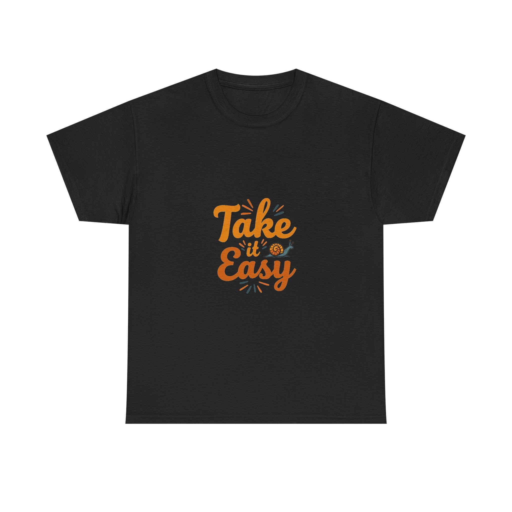 'Take It Easy' Retro Script Relaxed T-Shirt with Snail Graphic