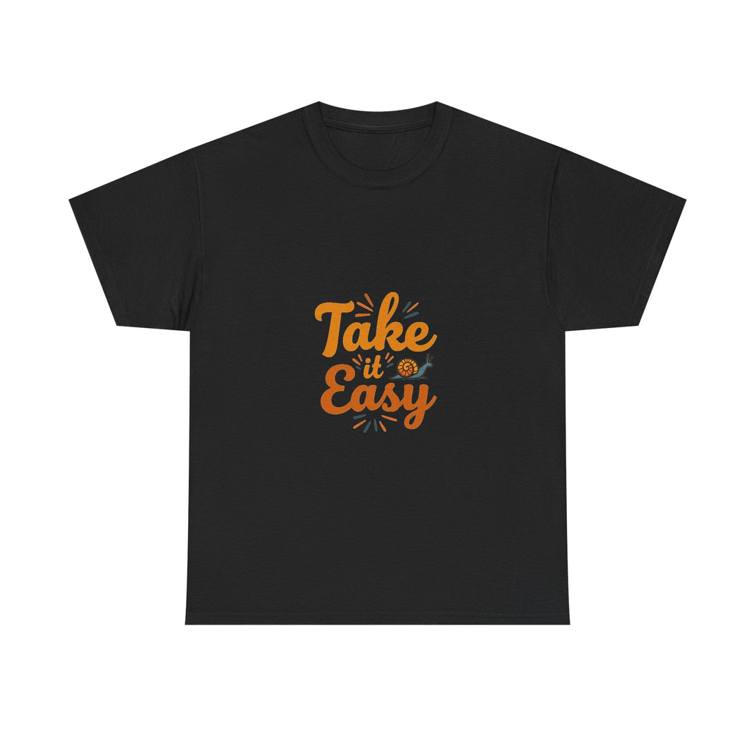 'Take It Easy' Retro Script Relaxed T-Shirt with Snail Graphic