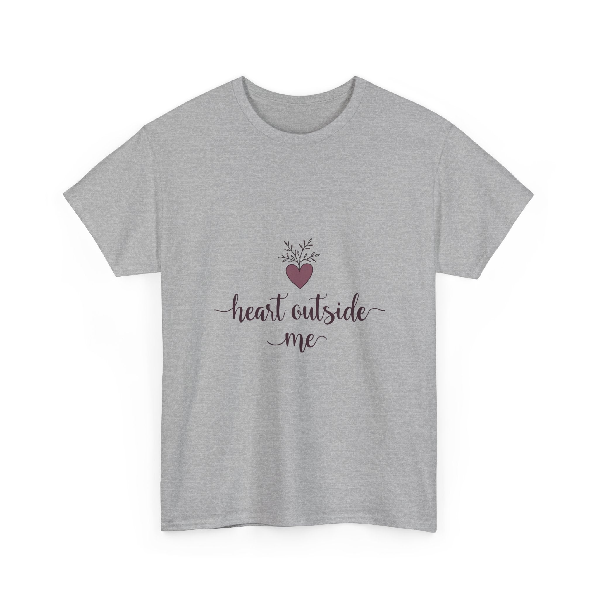 "Heart Outside Me" Floral Heart Script T-Shirt
