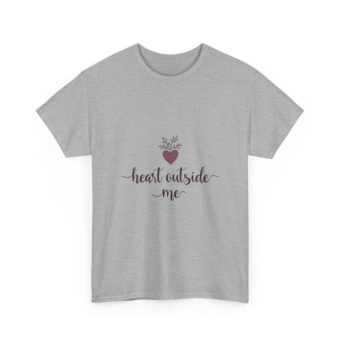 "Heart Outside Me" Floral Heart Script T-Shirt