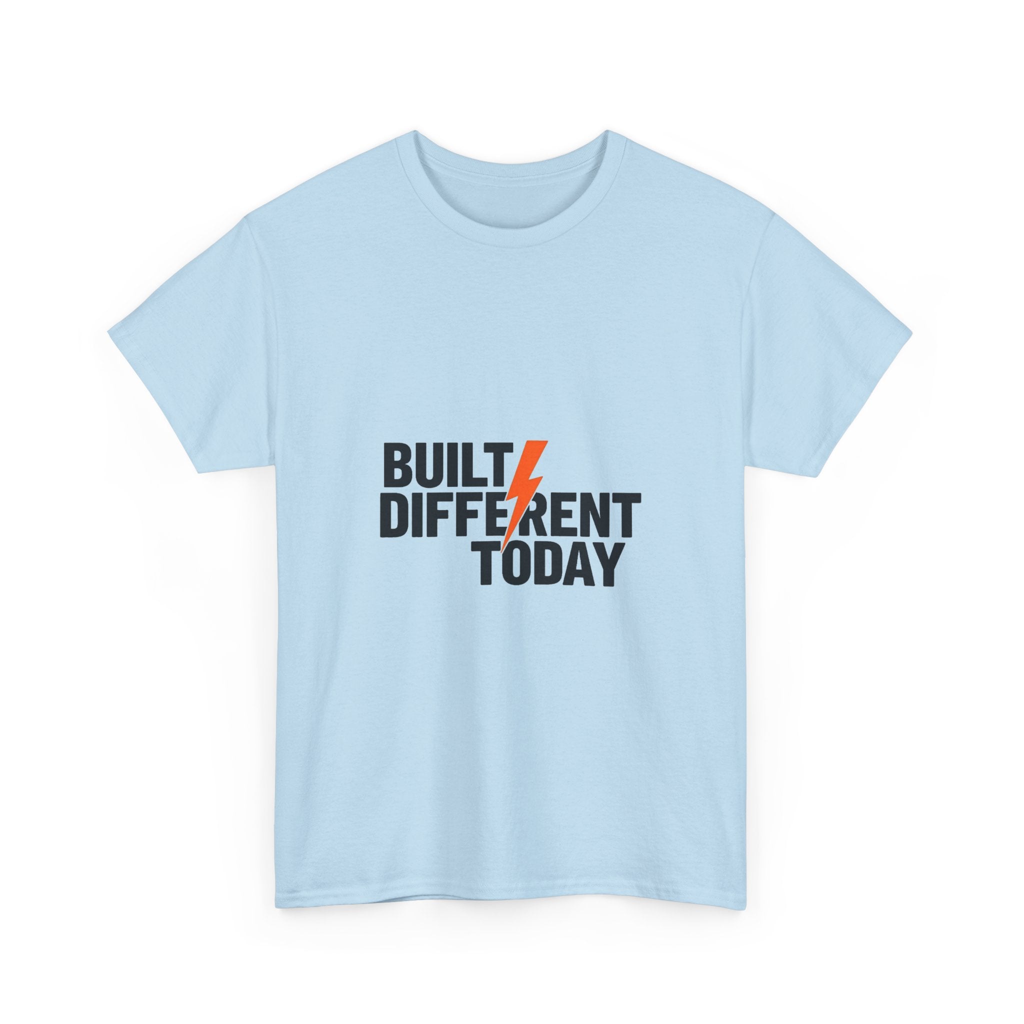 'Built Different Today' Motivational Graphic T‑Shirt with Lightning Bolt