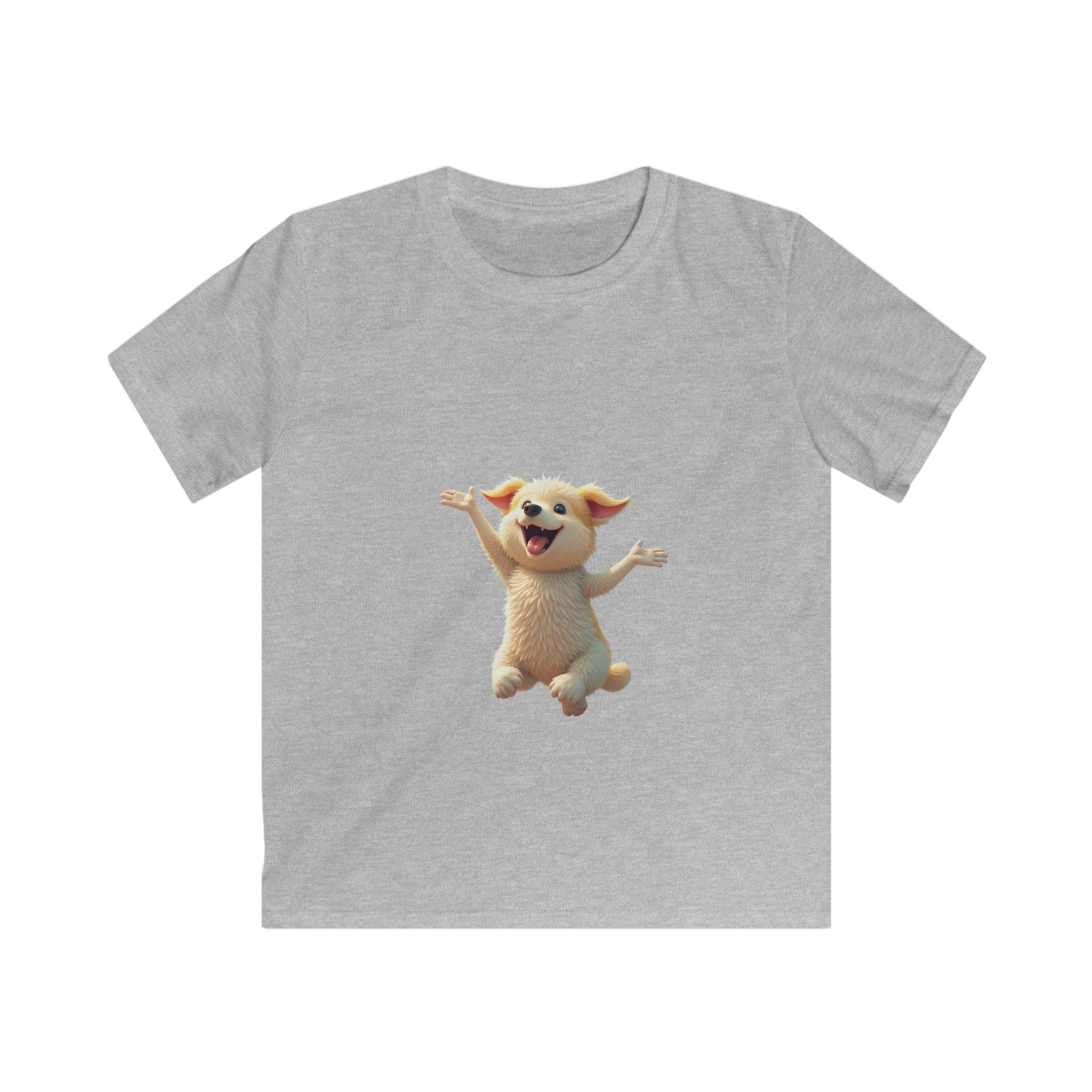 Happy Jumping Fluffy Creature Cute Cartoon T‑Shirt