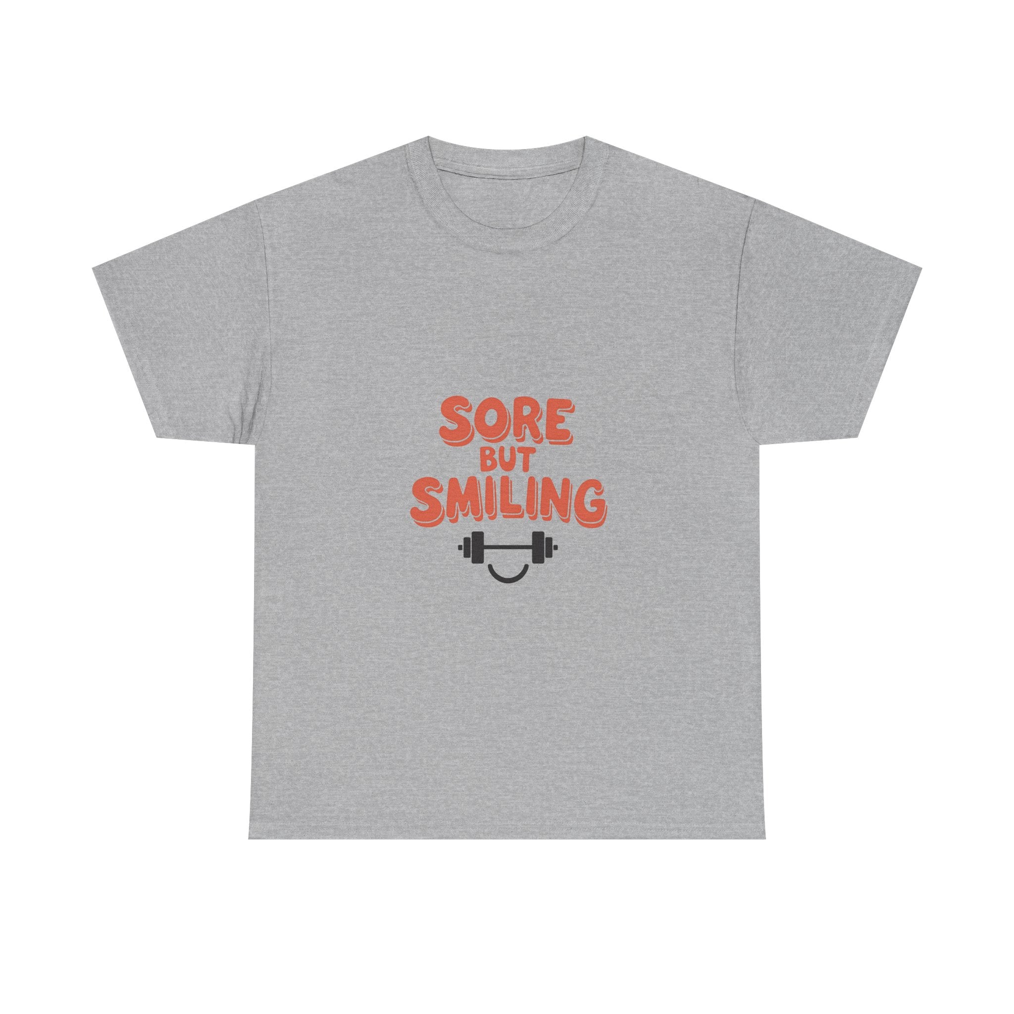 'Sore But Smiling' Workout Fitness Gym T‑Shirt with Barbell Graphic