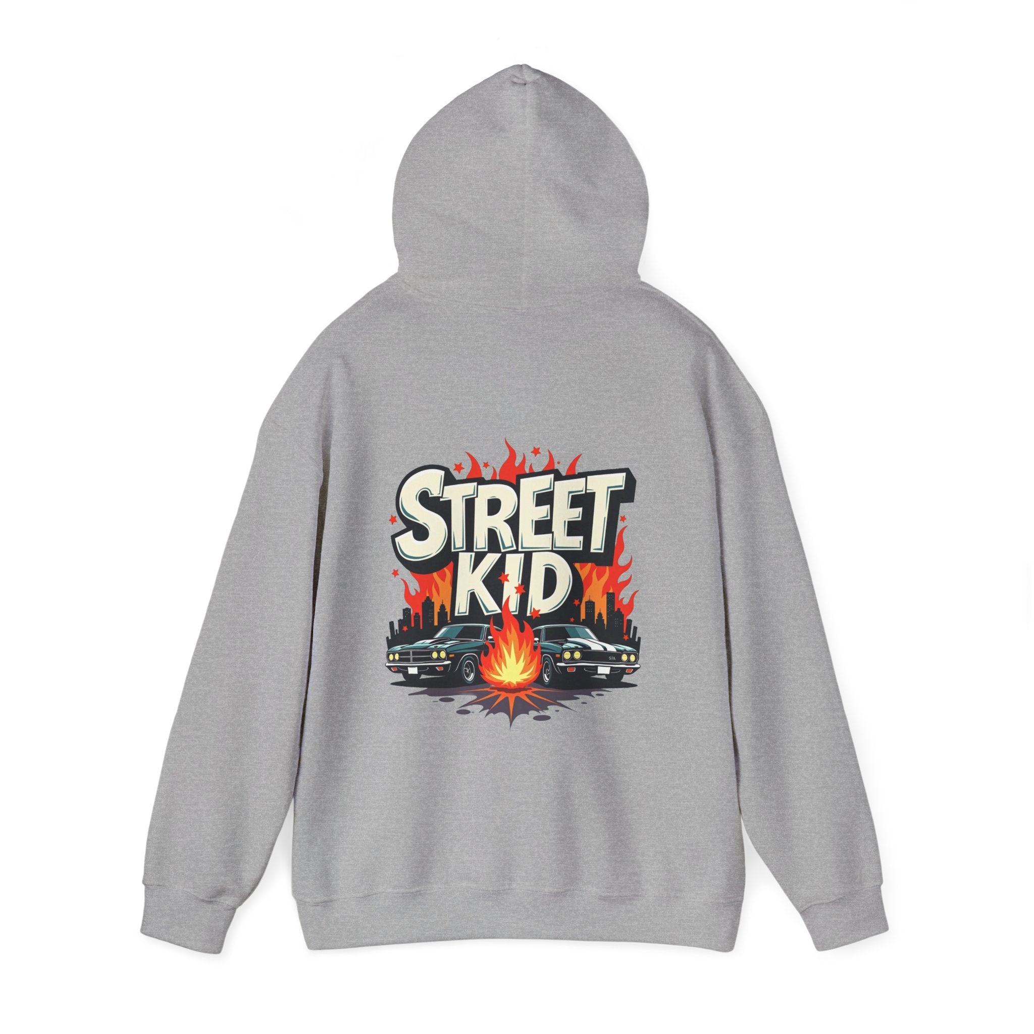 'Street Kid Hoodie' Retro Car & Flames Graphic Pullover
