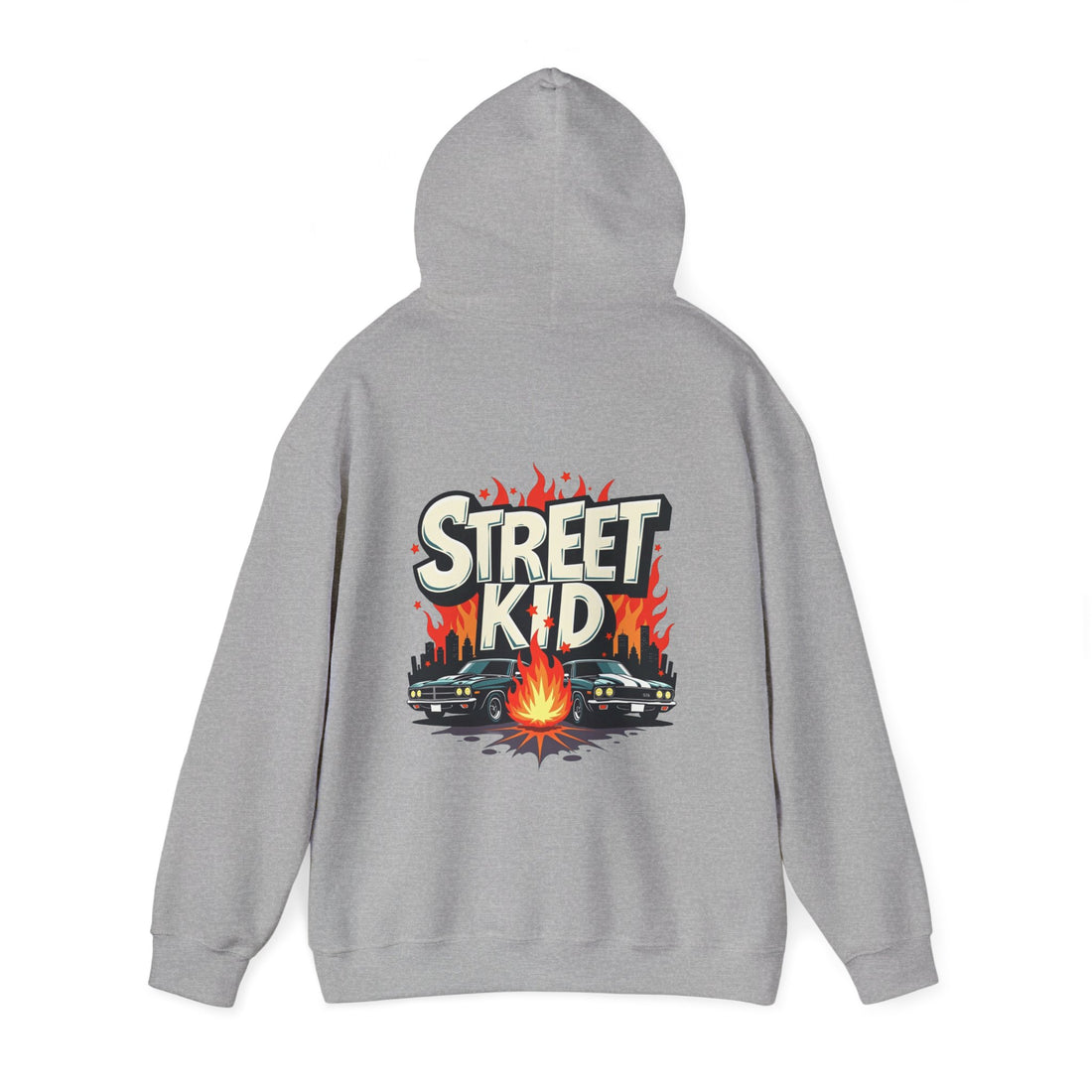 'Street Kid Hoodie' Retro Car & Flames Graphic Pullover