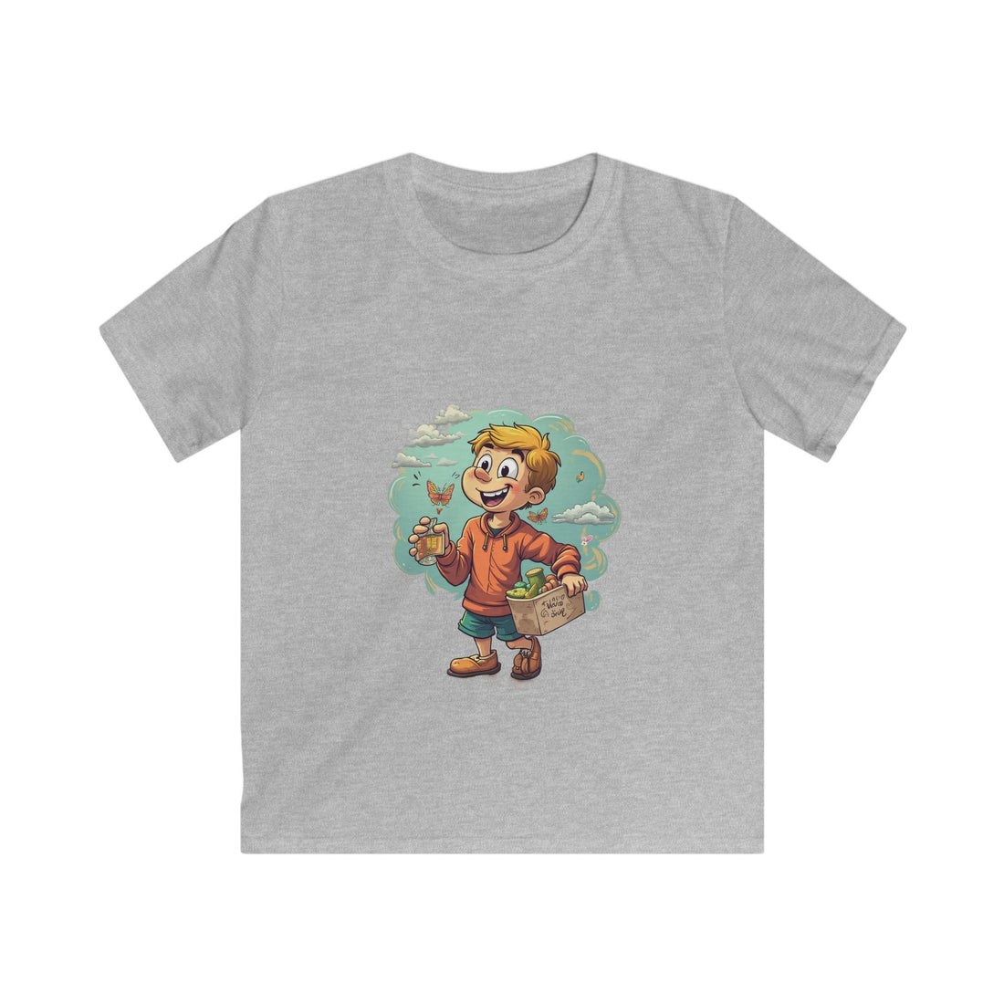 Happy Kid with Snacks Cartoon Graphic Shirt