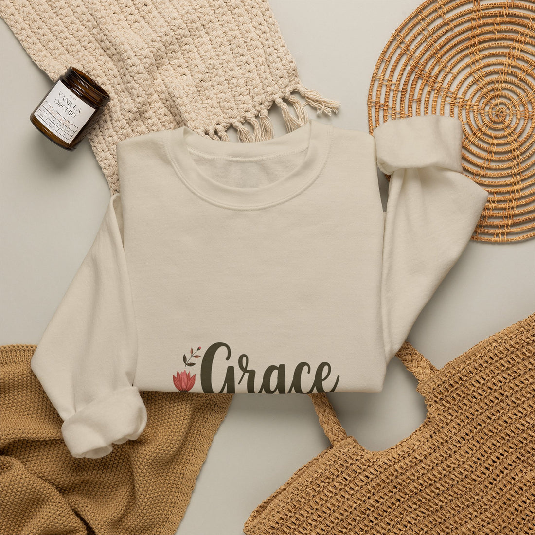 'Grace Upon Grace'  Floral Faith Crewneck Sweatshirt