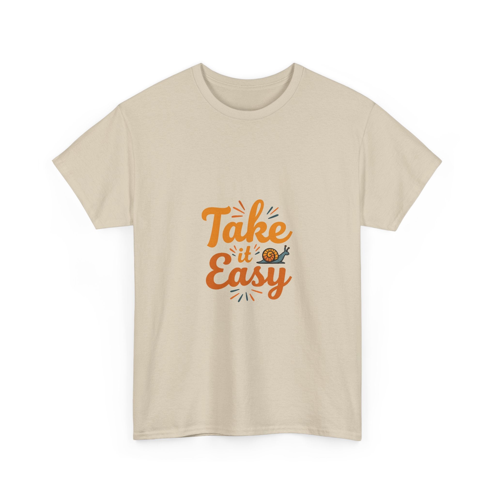 'Take It Easy' Retro Script Relaxed T-Shirt with Snail Graphic