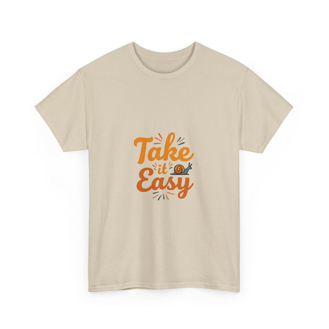 'Take It Easy' Retro Script Relaxed T-Shirt with Snail Graphic