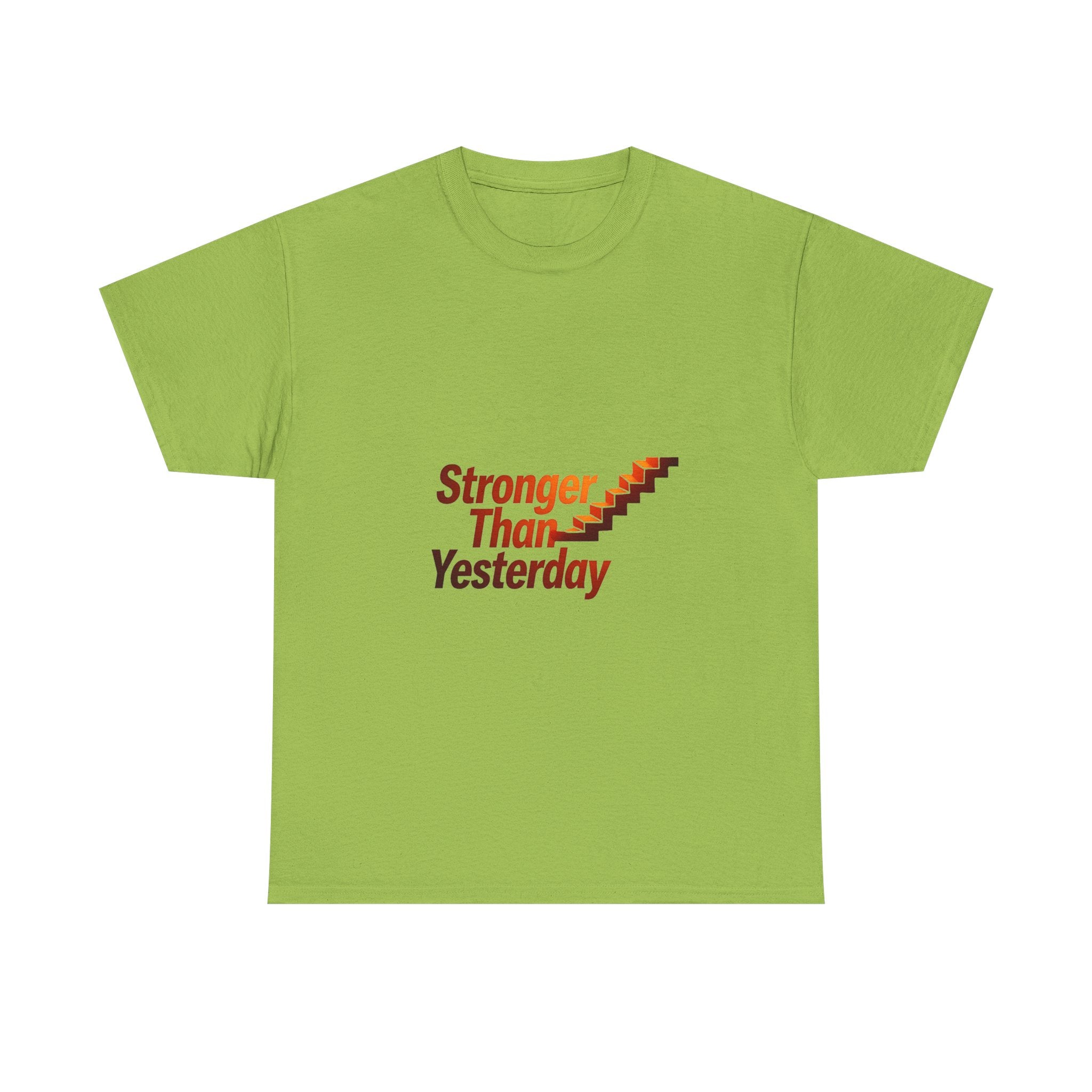 'Stronger Than Yesterday' Motivational Retro Staircase Fitness T‑Shirt