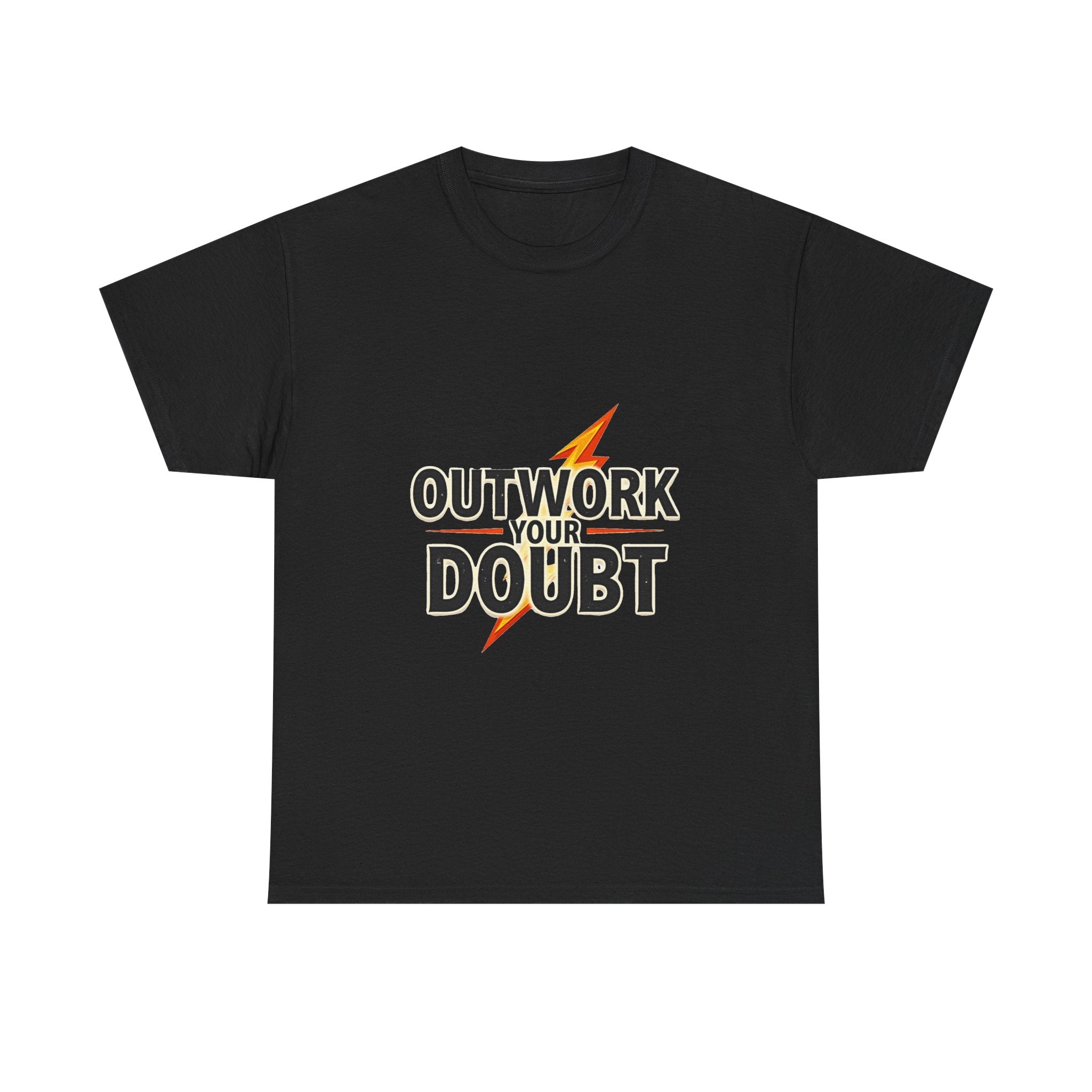 'Outwork Your Doubt' Motivational Lightning Graphic T-Shirt