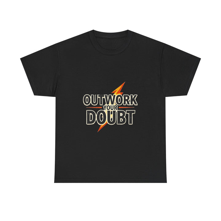 'Outwork Your Doubt' Motivational Lightning Graphic T-Shirt