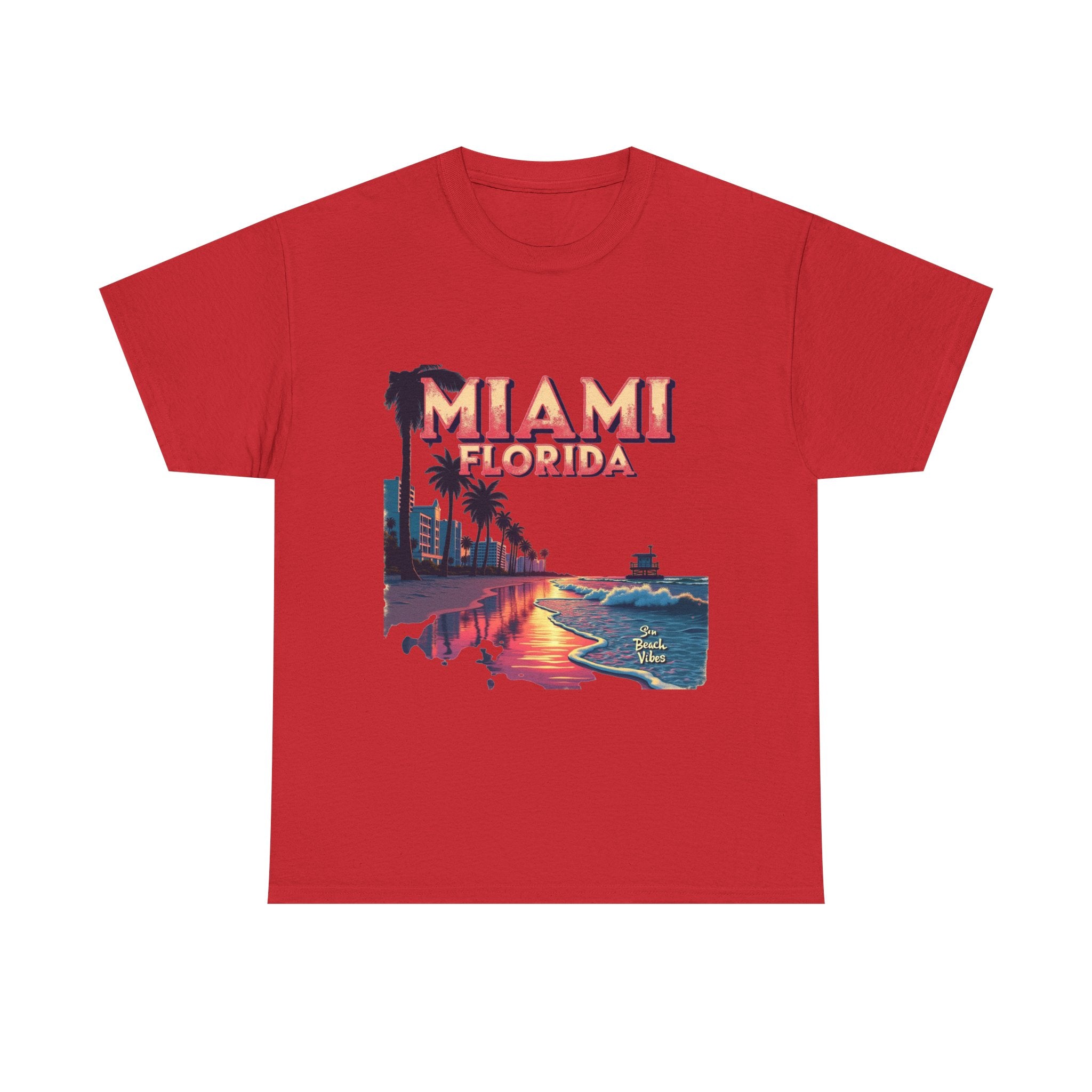 'Miami Florida' Sunset Retro Beachscape T-Shirt
