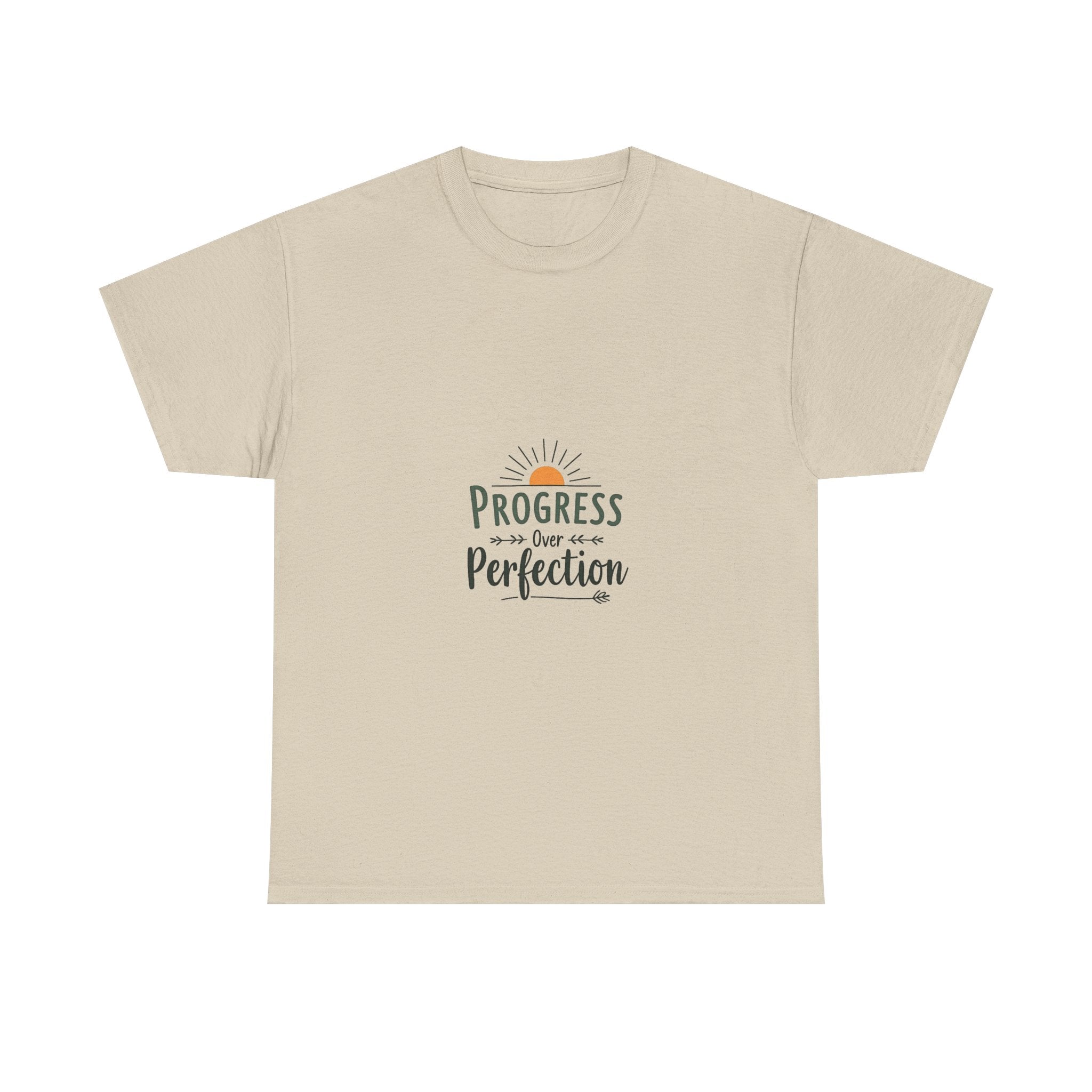 'Progress Over Perfection' Inspirational Sunrise Graphic T-shirt