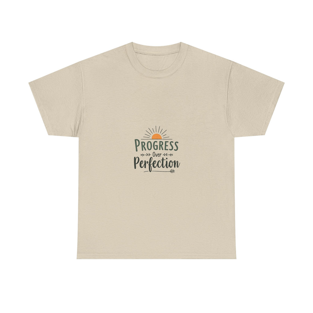 'Progress Over Perfection' Inspirational Sunrise Graphic T-shirt