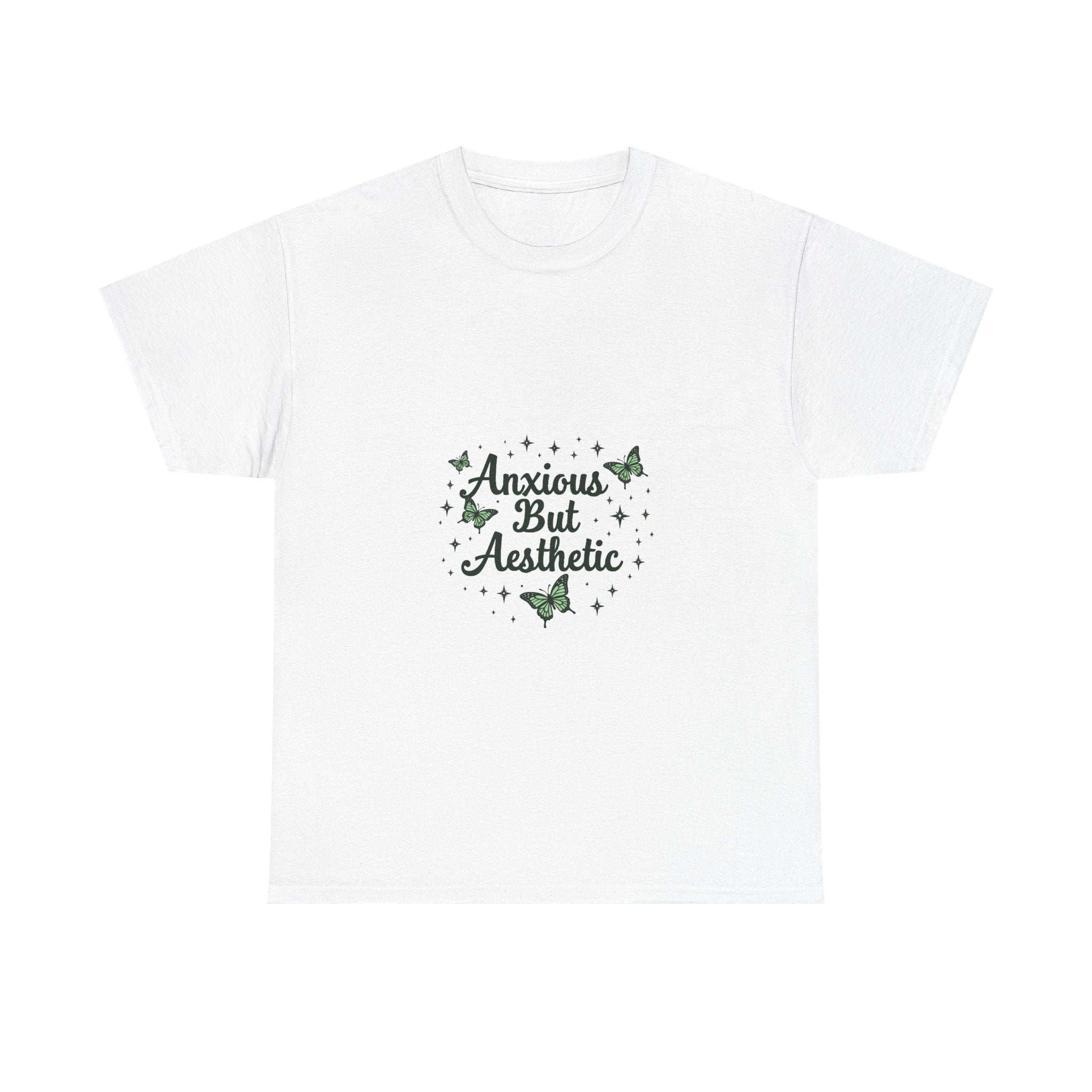 "Anxious But Aesthetic" Green Butterfly Graphic T-Shirt