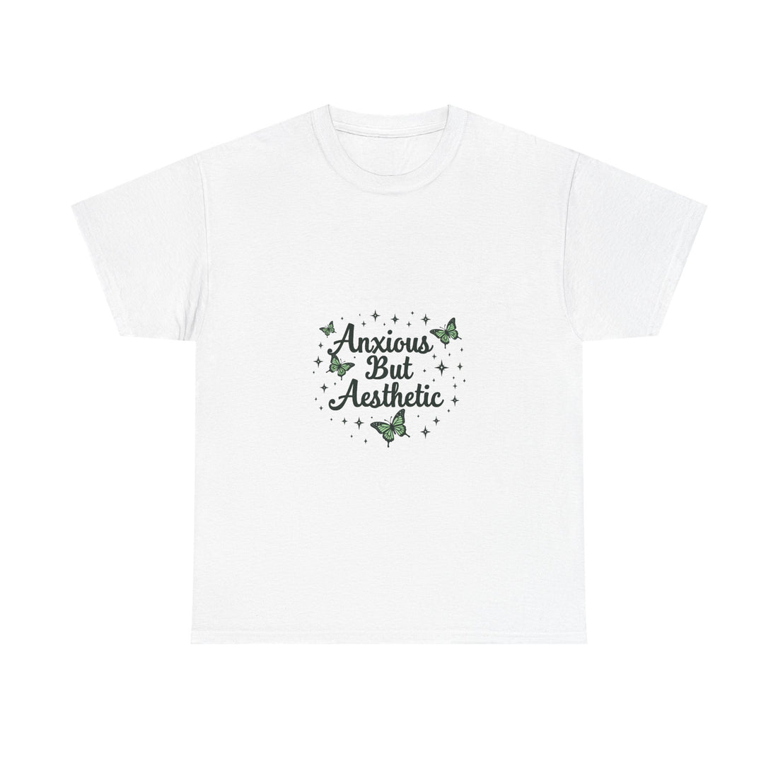 "Anxious But Aesthetic" Green Butterfly Graphic T-Shirt