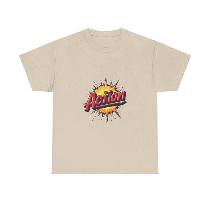 'Action' Graphic Retro Comic Burst T Shirt