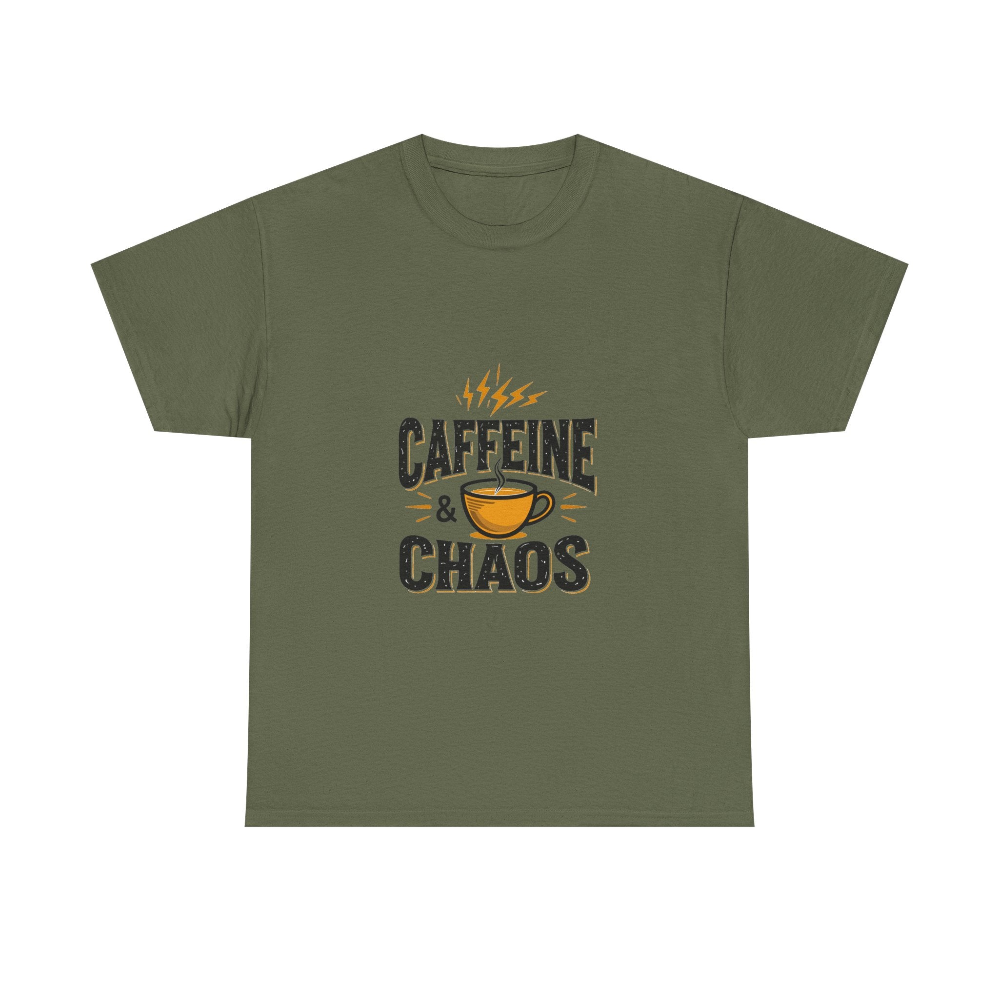 'Caffeine & Chaos' Funny Coffee Lover T-Shirt
